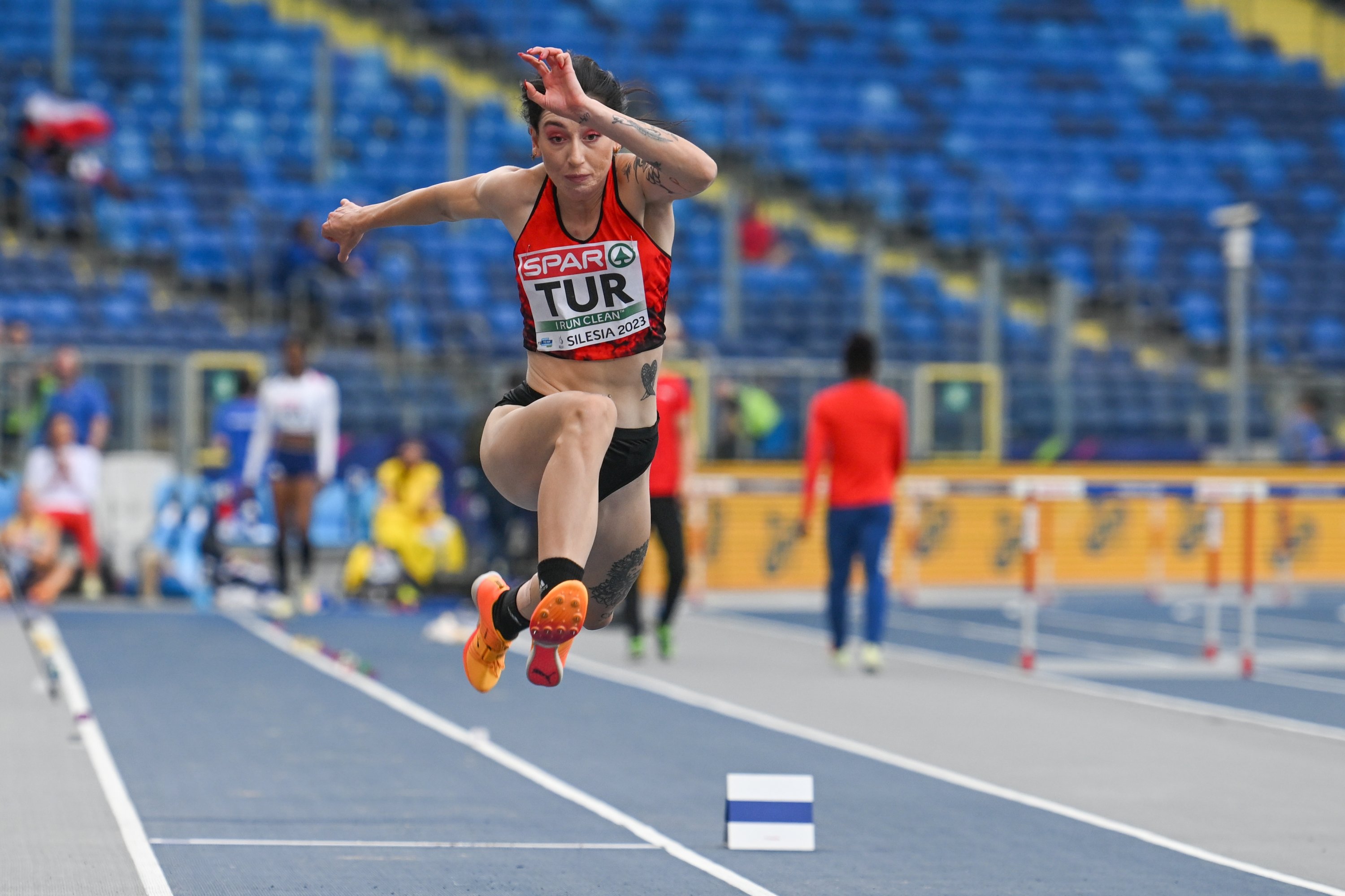 Tuğba Danismaz of Turkey competing in the women's triple jump