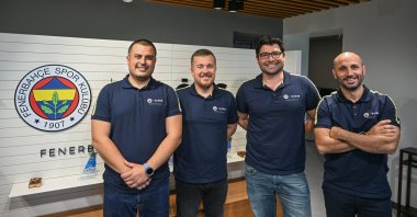 The Fenerbahçe Doğuş Sailing Team poses for a photo after a journey from Artvin Hopa to Hatay's Iskenderun district, Hatay, Türkiye, Feb. 3, 2024. (AA Photo)