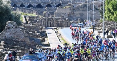 This undated photo shows cyclists competing in the Tour of Antalya, Antalya, Türkiye. (IHA Photo)