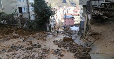 Roads turned into rivers after torrential rains caused landslides in Borcka, Artvin, northeastern Türkiye, Feb. 7, 2024. (IHA Photo)