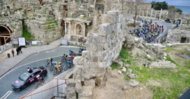 Cyclists compete in the Tour of Antalya, one of the 2.1 category races of the International Cycling Union (UCI), Antalya, Türkiye, Feb. 8, 2024. (AA Photo)
