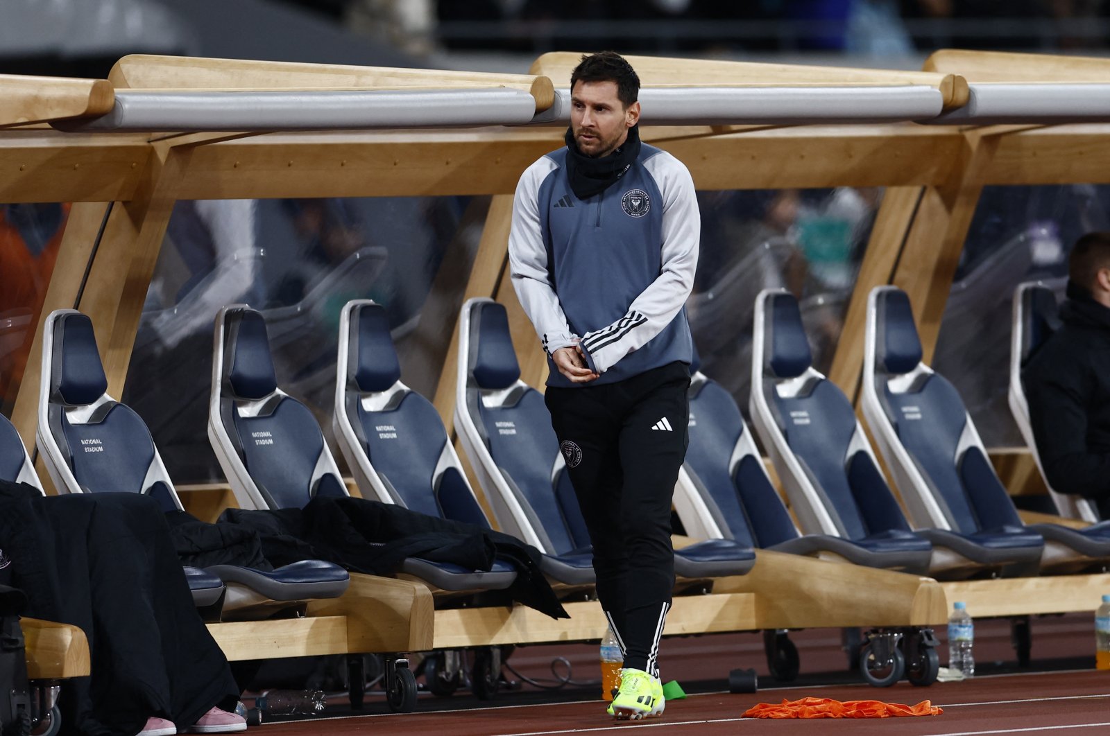 Inter Miami&#039;s Lionel Messi warms up during the match against Vissel Kobe at the Japan National Stadium, Tokyo, Japan, Feb. 7, 2024. (Reuters Photo) 