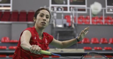 The Turkish Women&#039;s Badminton team at training, Ankara, Türkiye, Feb. 6, 2024. (AA Photo)