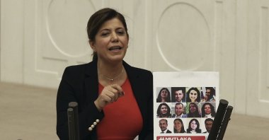 Meral Danış Beştaş speaks at Parliament, in the capital Ankara, Türkiye, Jan. 9, 2017. (AP Photo)