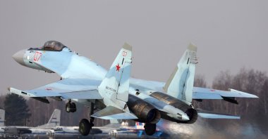 A Su-35S jet fighter of the Russian Air Force taking off in Kubinka, Russia, Nov. 3, 2021. (Getty Images, File)