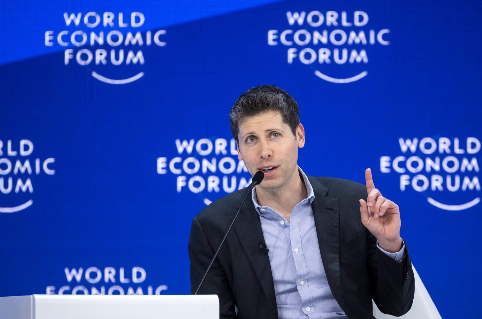 OpenAI CEO Sam Altman gestures during a session on artificial intelligence during the World Economic Forum (WEF) annual meeting, Davos, Switzerland, Jan. 18, 2024. (AFP Photo)