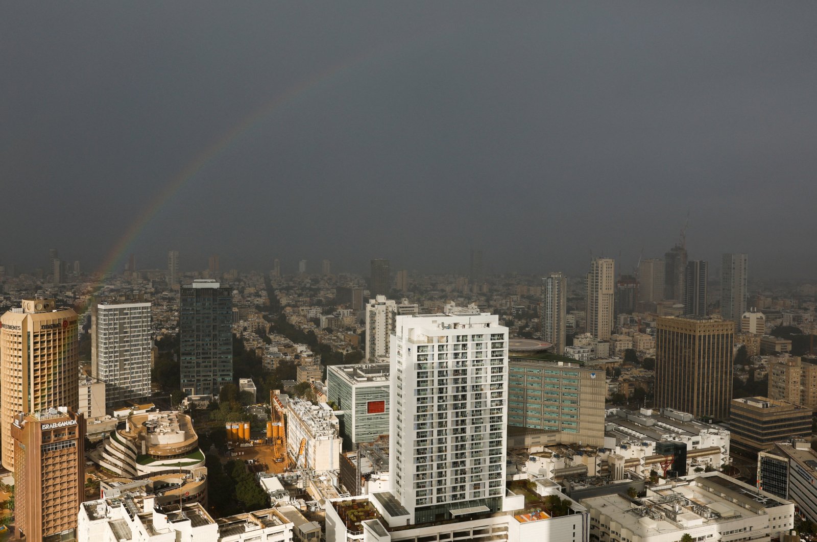 A partial rainbow appears in the sky in Tel Aviv, Israel, Feb. 3, 2024. (Reuters Photo)