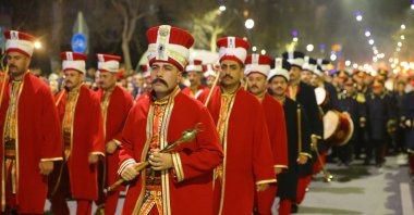 The Mehteran Unit participates in a parade to celebrate the 104th anniversary of the liberation of Kahramanmaraş, southeastern Türkiye, Feb. 12, 2024. (AA Photo)