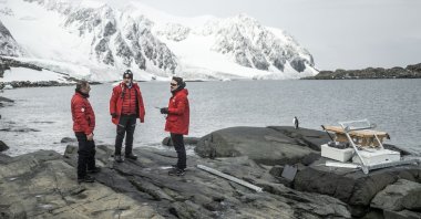 Turkish scientists at an area where they arrived to conduct their research as part of Türkiye's 8th National Antarctic Science Expedition, Horseshoe Island, Antarctica, Feb. 10, 2024. (AA Photo)