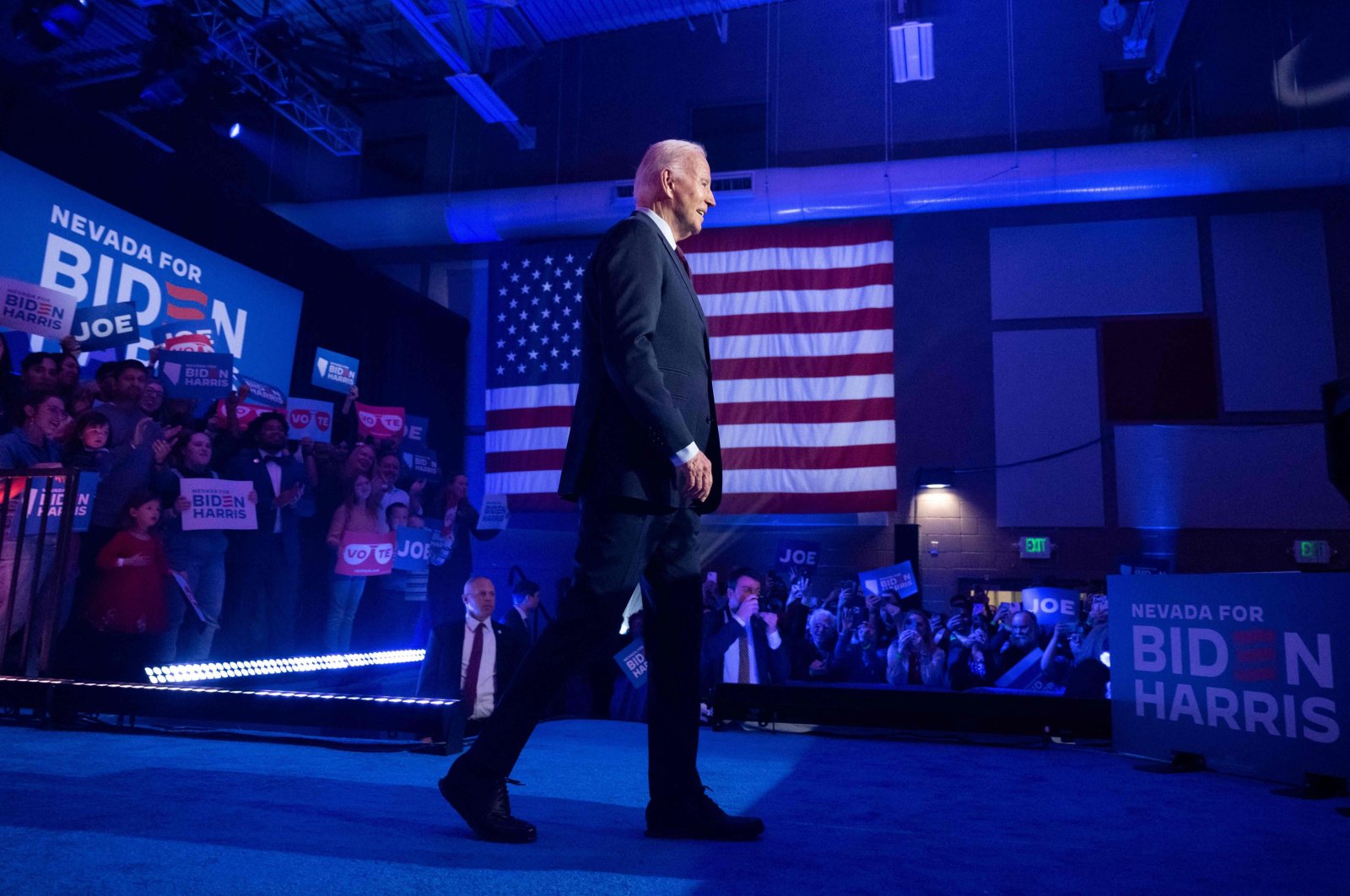 U.S. President Joe Biden arrives to speak at a campaign rally at Pearson Community Center in Las Vegas, Nevada, U.S., Feb. 4, 2024. (AFP Photo)