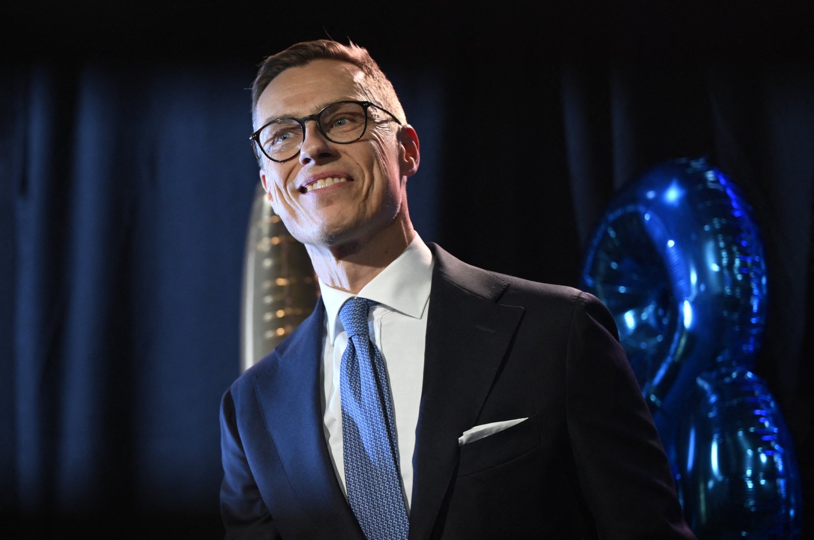 National Coalition Party (NCP) presidential candidate Alexander Stubb reacts at his election reception in Helsinki, Finland, Feb. 11, 2024. (AFP Photo)