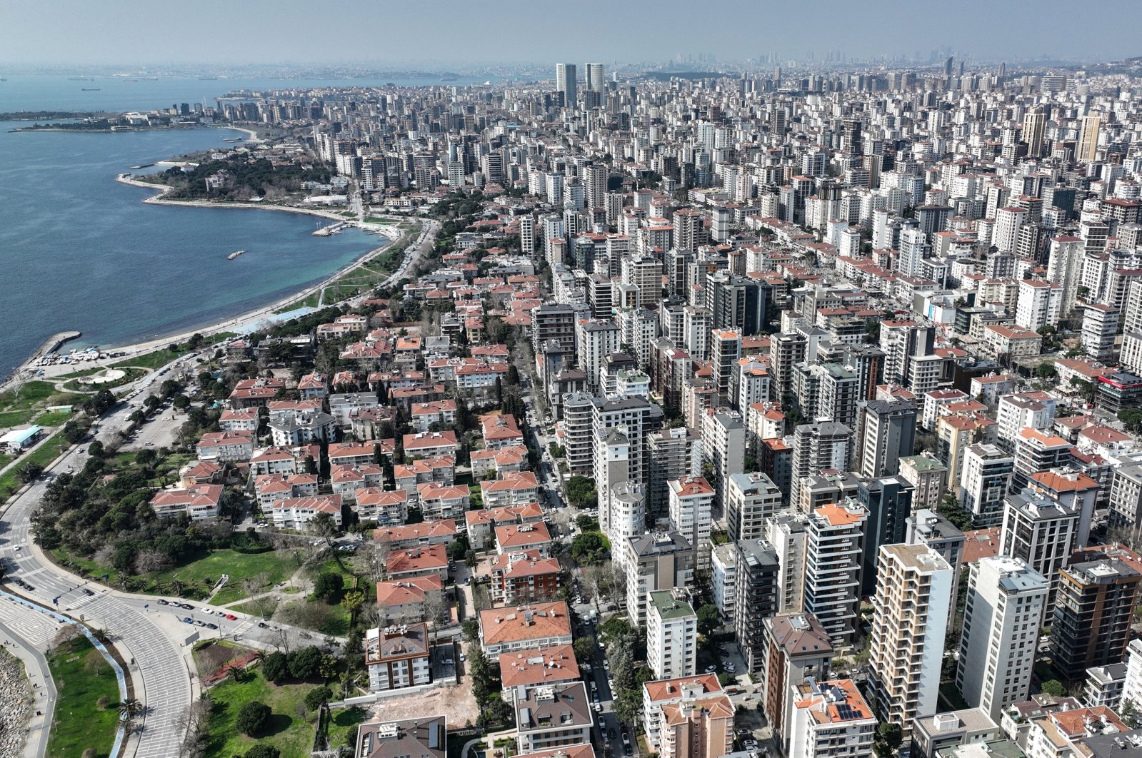 An aerial photo shows the Kadıköy district of Istanbul, Türkiye, March 20, 2023. (EPA Photo)