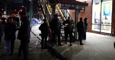 Police are seen at the Mt. Eden Avenue subway station in the Bronx borough of New York, U.S., Feb. 12, 2024. (AFP Photo)