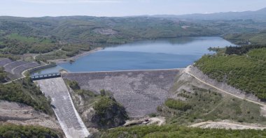 An aerial view shows a new dam constructed in Samsun, northern Türkiye, Feb. 12, 2024. (IHA Photo)
