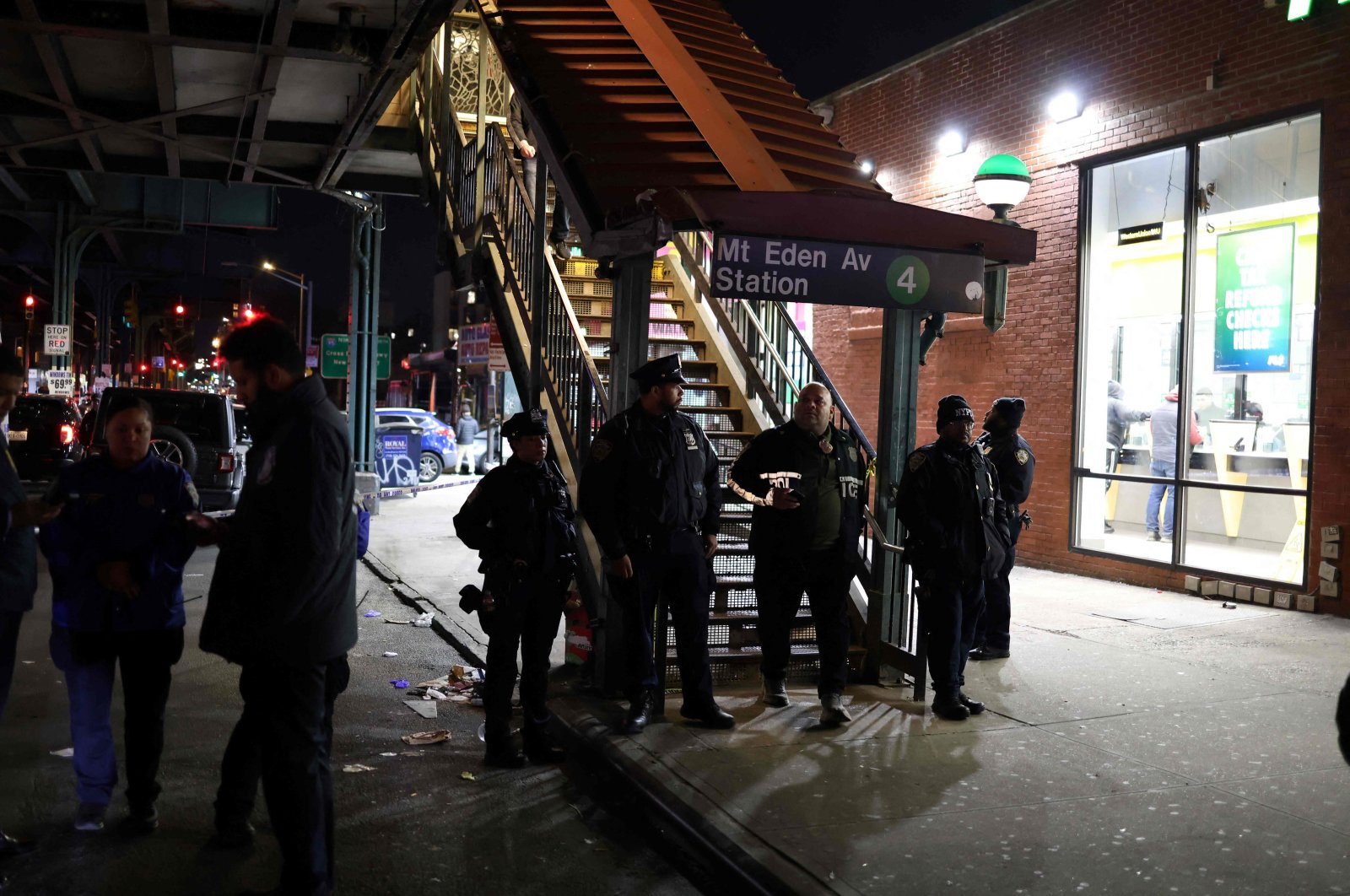 Police are seen at the Mt. Eden Avenue subway station in the Bronx borough of New York, U.S., Feb. 12, 2024. (AFP Photo)