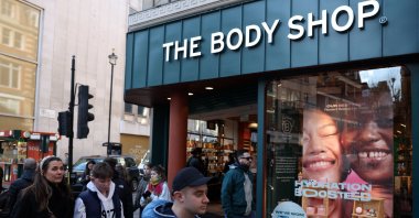 Pedestrians walk by a branch of The Body Shop in central London, U.K., Feb. 12, 2024. (AFP Photo)