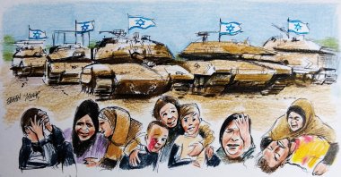 "The present situation in Gaza is truly dire, yet reports have already surfaced that Zionist ministers are considering restricting the flow of aid, under domestic pressure from protesters calling for the blocking of its entry into the strip." (Illustration by Erhan Yalvaç)