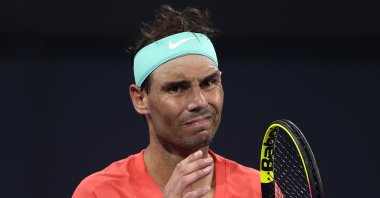 Spain's Rafael Nadal looks on in his match against Australia's Jordan Thompson during Day 6 of the  2024 Brisbane International at Queensland Tennis Centre, Brisbane, Australia, Jan. 5, 2024. (Getty Images Photo)