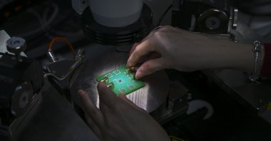 A fiber optic microphone designed in Middle East Technical University, Ankara, Türkiye, Feb. 9, 2024. (AA Photo)