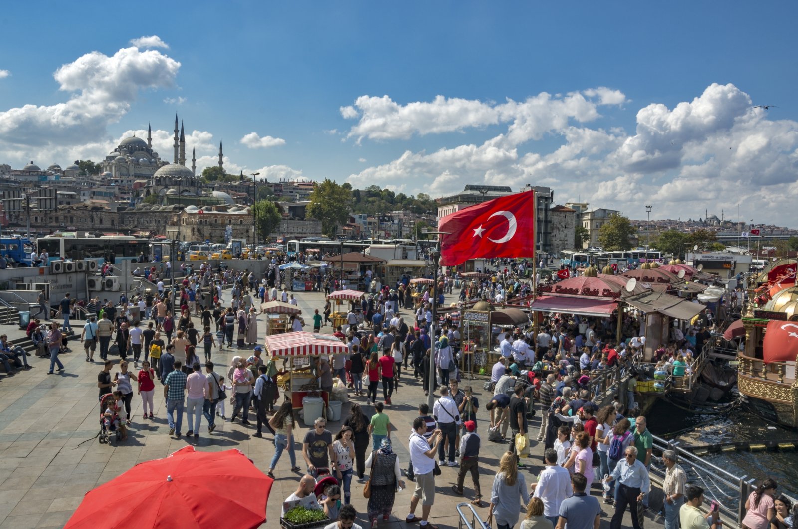 A crowd is seen at Eminonu Square in Istanbul, Türkiye, Feb. 15, 2024. (Getty Images)