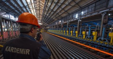 An employee is seen at a factory of iron and steel producer Kardemir in Karabük province, northern Türkiye, Feb. 11, 2021. (AA Photo)