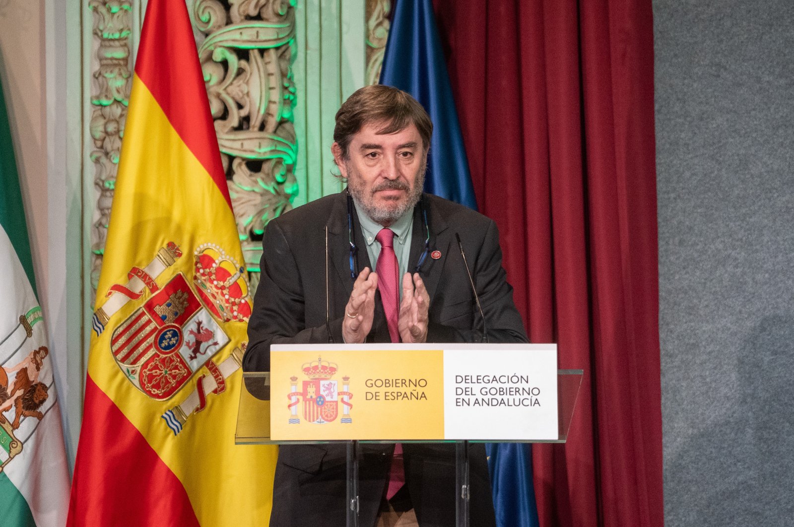 The director of the Cervantes Institute, Luis Garcia Montero, speaks at a ceremony in Seville, Spain, Dec. 20, 2022. (Getty Images Photo)