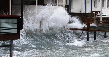 The stormy wind blows off the Aegean Sea, Aydın, Türkiye, Feb. 18, 2024. (IHA Photo)