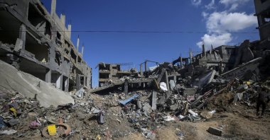 A general view shows destroyed houses following Israeli military operation in Al Maghazi refugee camp, southern Gaza Strip, Palestine, Feb. 17, 2024. (EPA Photo)