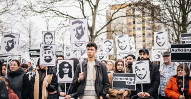 People attend a rally in memory of victims of the Feb. 19, 2020 attack, Hanau, Germany, Feb. 18, 2024. (AA Photo)