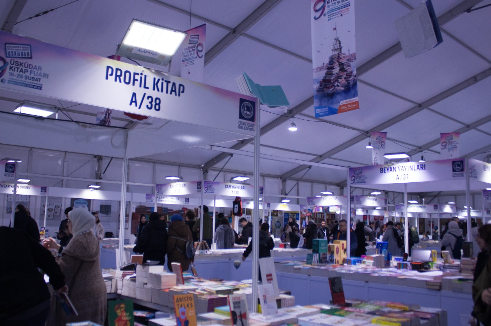 Publisher stands at the 9th Üsküdar Book Fair, Istanbul, Türkiye, Feb. 17, 2024. (Photo by Amina Ali)