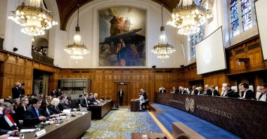 A general view of the International Court of Justice (ICJ) courtroom in the Hague, the Netherlands, Feb. 2, 2024. (EPA Photo)