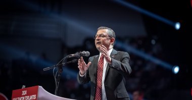 CHP Chair Özgür Özel speaks at an event to announce candidates, in the capital Ankara, Türkiye, Feb. 18, 2024. (AA Photo)