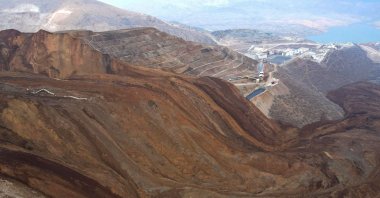 An aerial view of the area following a substantial landslide affecting a vast area surrounding the gold mine in the Iliç district of Erzincan, eastern Türkiye, Feb. 14, 2024. (DHA Photo)