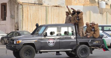Libyan security forces parade in the streets of Tripoli, Feb. 17, 2024. (AFP Photo)