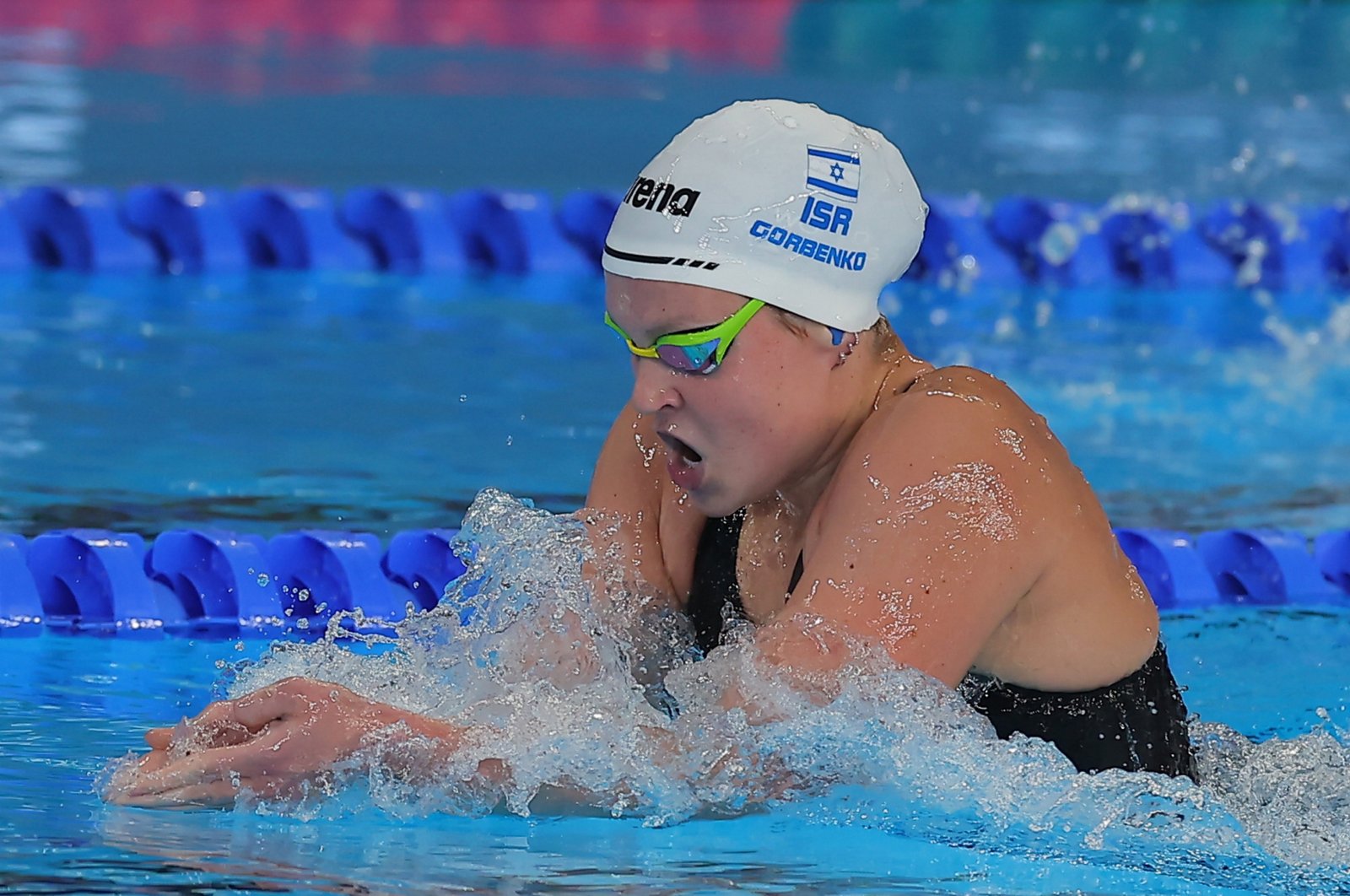 Israel&#039;s Anastasia Gorbenko competes during the Women&#039;s 400-meter Individual Medley at the FINA World Aquatics Championships Doha 2024, Doha, Qatar, Feb. 18, 2024. (EPA Photo)