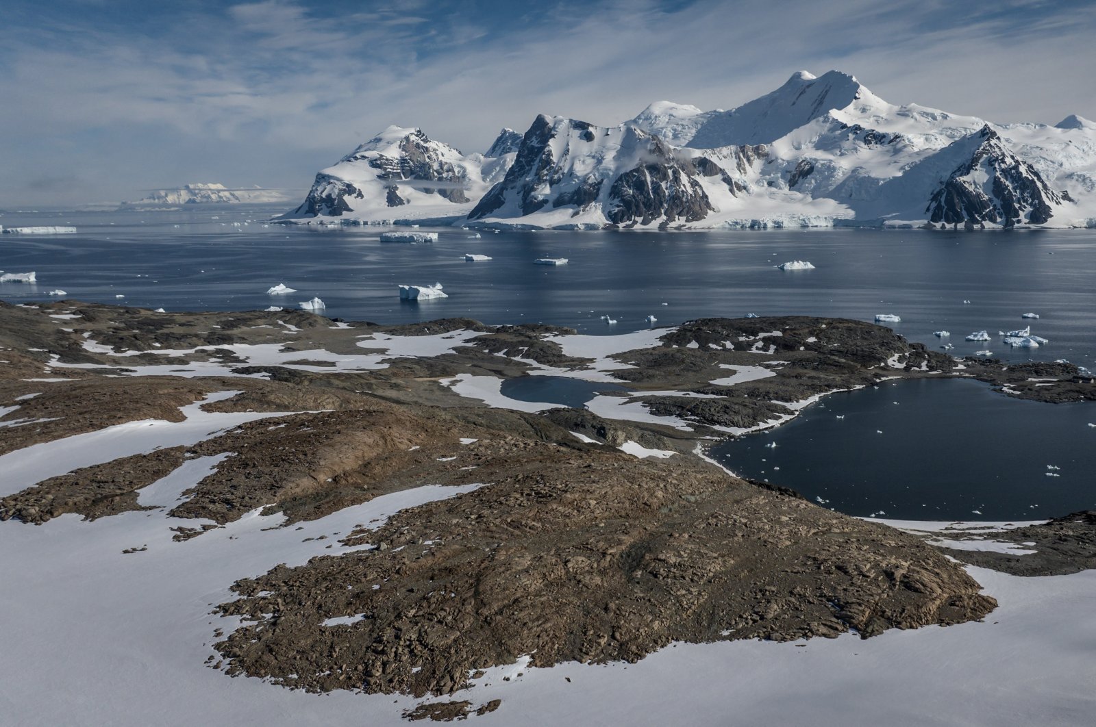 A breathtaking view of lakes on Horseshoe Island, Antarctica, Feb. 19, 2024. (AA Photo)