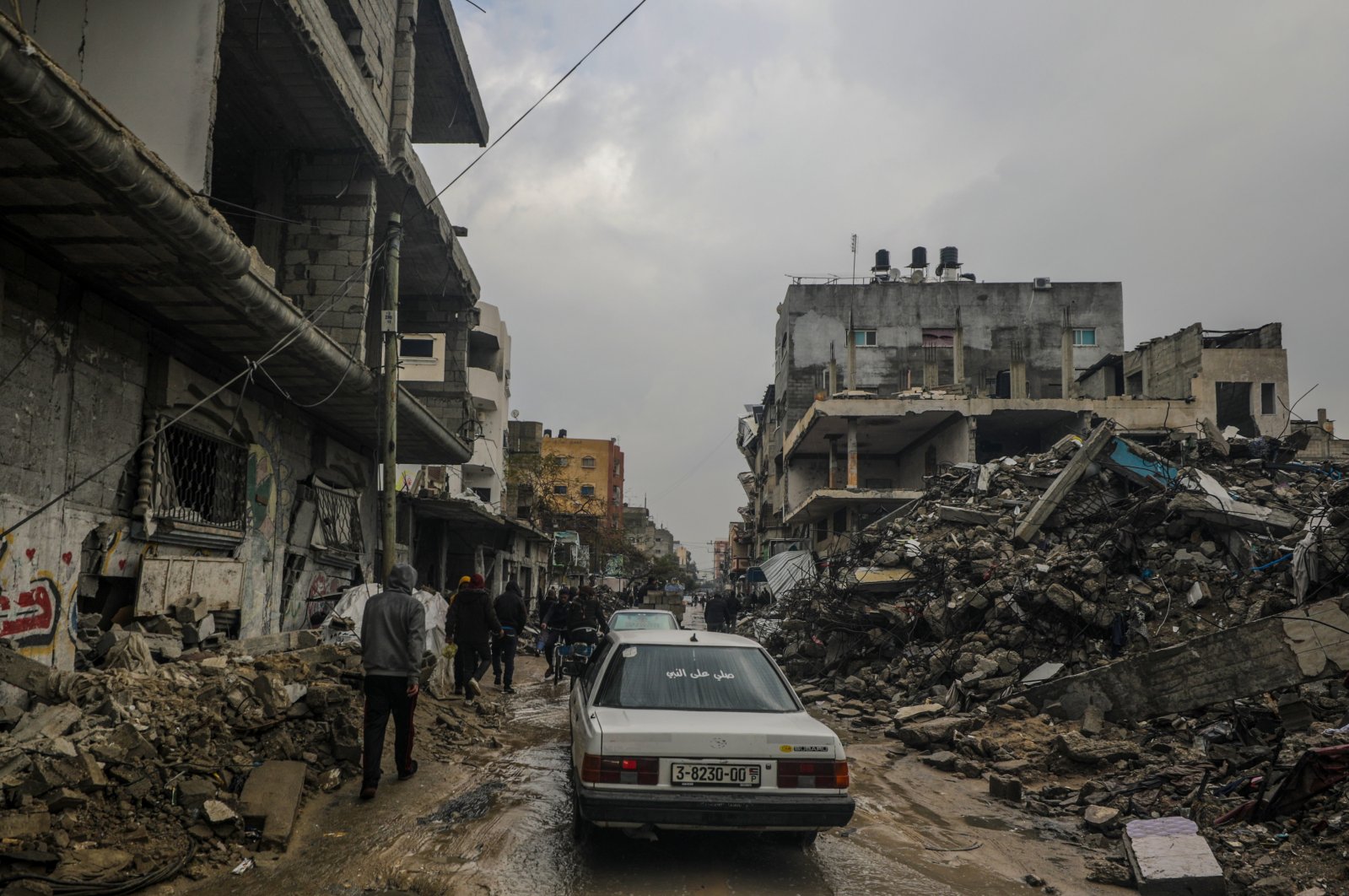 Buildings destroyed in an Israeli military operation are seen at the al-Nuseirat refugee camp, Gaza Strip, Palestine, Feb. 19, 2024. (EPA Photo)