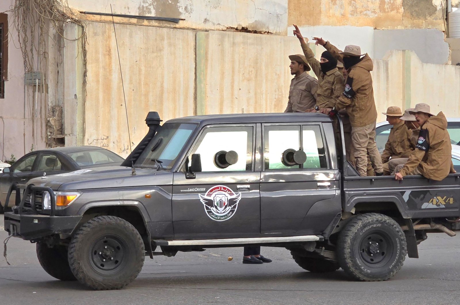 Libyan security forces parade in the streets of Tripoli, Feb. 17, 2024. (AFP Photo)