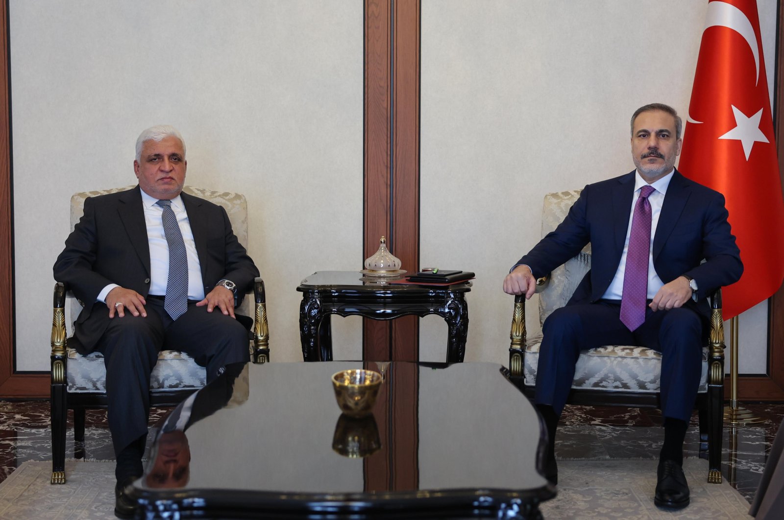 Foreign Minister Hakan Fidan and the head of Hashd al-Shaabi (Popular Mobilization Forces – PMF) meet in Türkiye&#039;s capital Ankara, Feb. 19, 2024. (AA Photo)