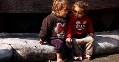 Displaced Palestinian children are seen in Rafah, southern Gaza Strip, Palestine, Feb. 19, 2024. (Reuters Photo)