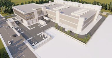 A model of the data center to be established through a joint project of Vodafone Türkiye and Emirati firm Damac in Izmir, western Türkiye, Feb. 19, 2024. (IHA Photo)