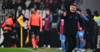 Former Napoli coach Walter Mazzarri reacts during the Italian Serie A football match against Juventus, at The Allianz Stadium, Turin, Italy, Dec. 8, 2023. (AFP Photo)