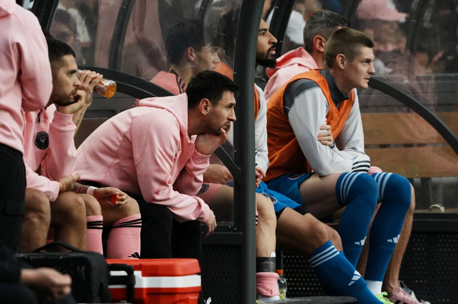 Inter Miami player Lionel Messi on the sideline in a preseason friendly match against Hong Kong XI at Hong Kong Stadium, Hong Kong, Feb 4, 2024. (Reuters Photo)