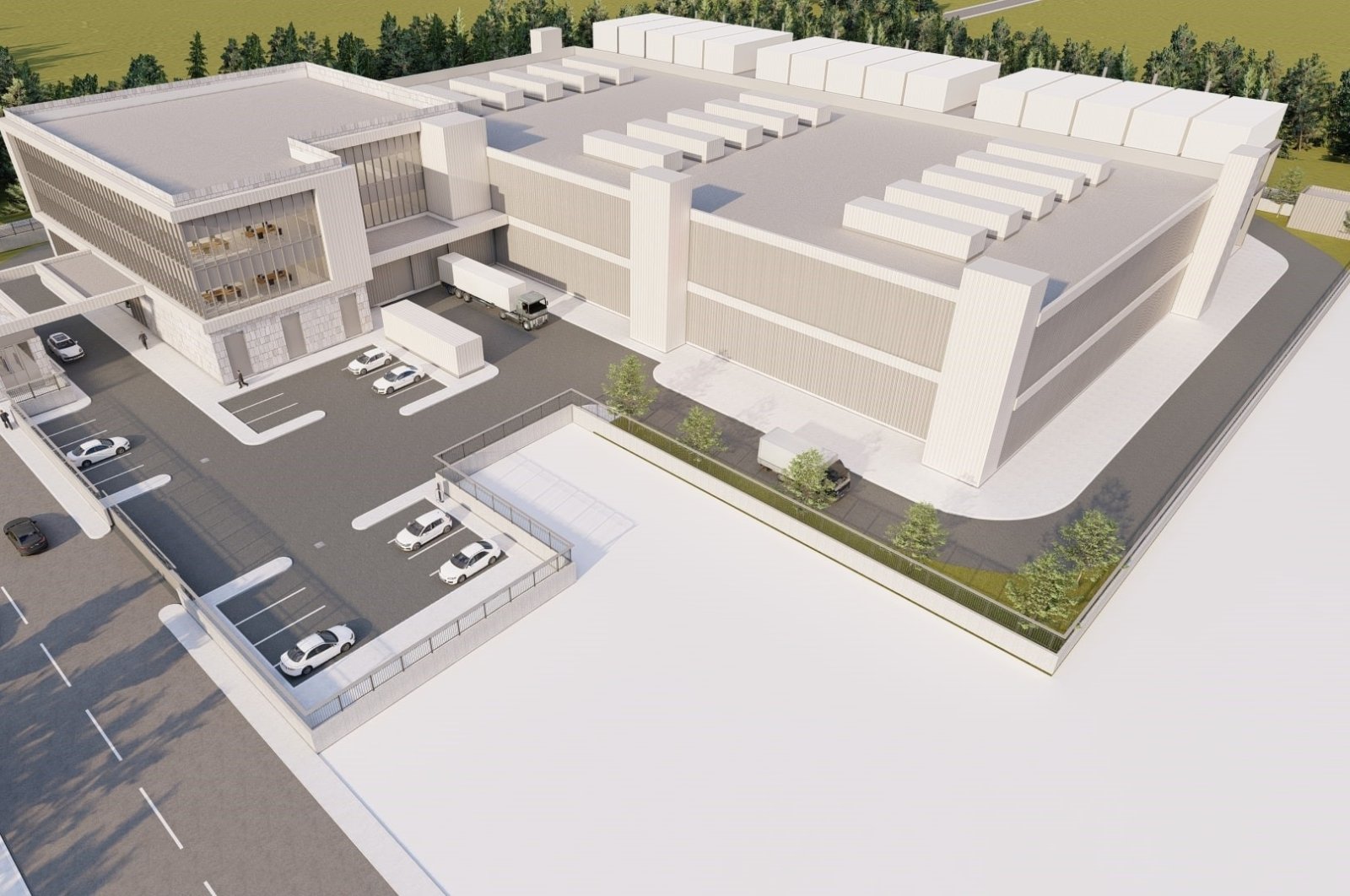 A model of the data center to be established through a joint project of Vodafone Türkiye and Emirati firm Damac in Izmir, western Türkiye, Feb. 19, 2024. (IHA Photo)