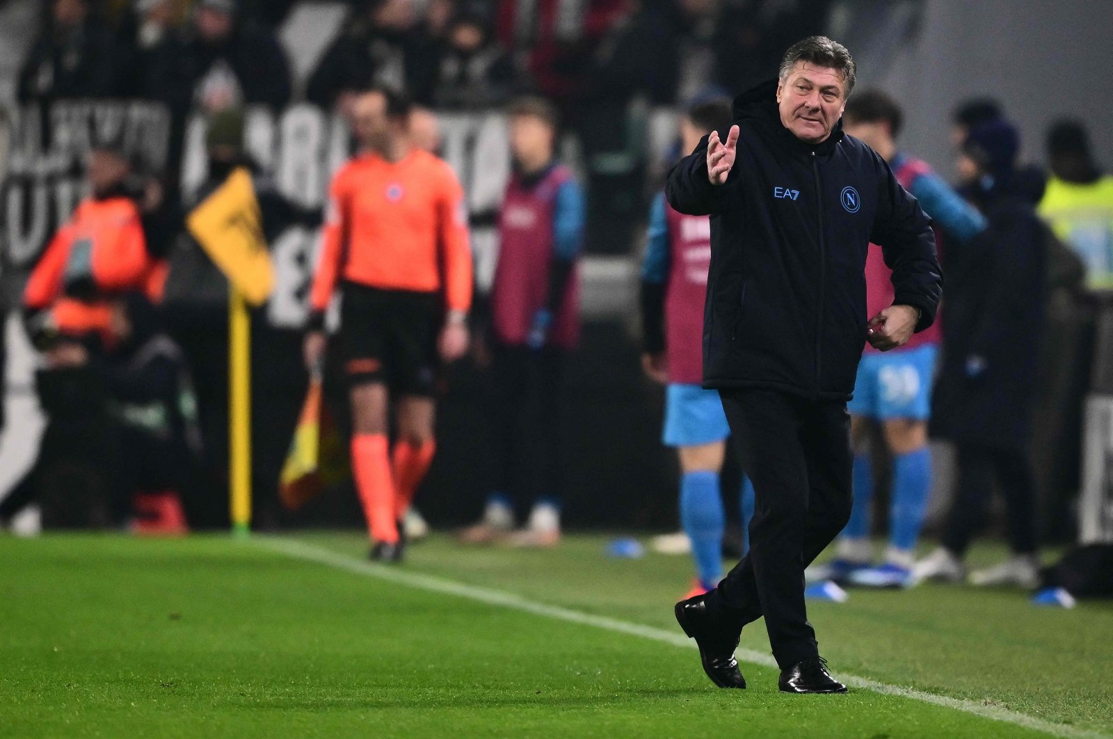 Former Napoli coach Walter Mazzarri reacts during the Italian Serie A football match against Juventus, at The Allianz Stadium, Turin, Italy, Dec. 8, 2023. (AFP Photo)