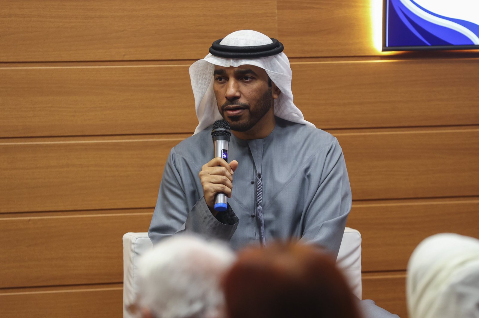 UAE Ambassador to Ankara Saeed Thani Hareb al-Dhaheri speaks at the embassy in the capital of Ankara, Türkiye, Feb. 20, 2024. (AA Photo)