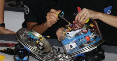 Students design autonomous underwater vehicle "ALESTA" to showcase in Singapore's competition, Adana, Türkiye, Feb. 21, 2024. (AA Photo)