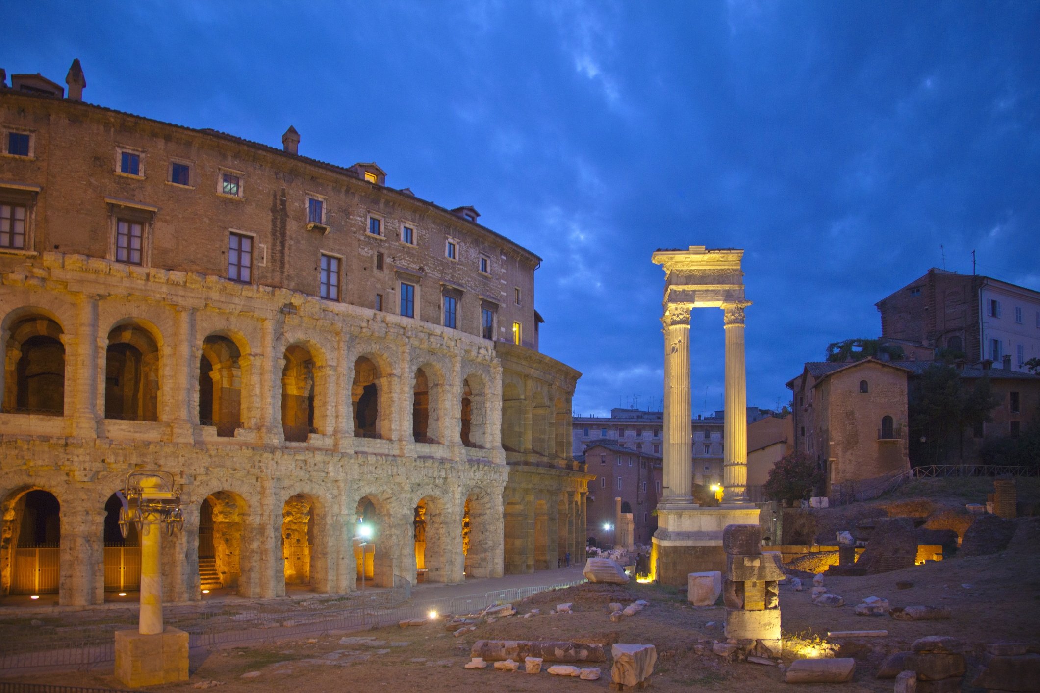Marcellus Theater, (Teatro di Marcello,) an ancient entertainment place, commissioned by Julius Caesar, resembles the Colosseum. (Getty Images Photo)