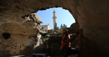 The entrance of the underground city from Ulu Cami point, Midyat, Mardin, Türkiye, Feb. 22, 2024. (AA Photo)