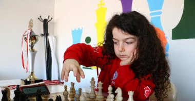 Türkiye's Kumsal Işlek trains ahead of the European Schools Chess Championship, Tekirdağ, Türkiye, Feb. 22, 2024. (AA Photo)